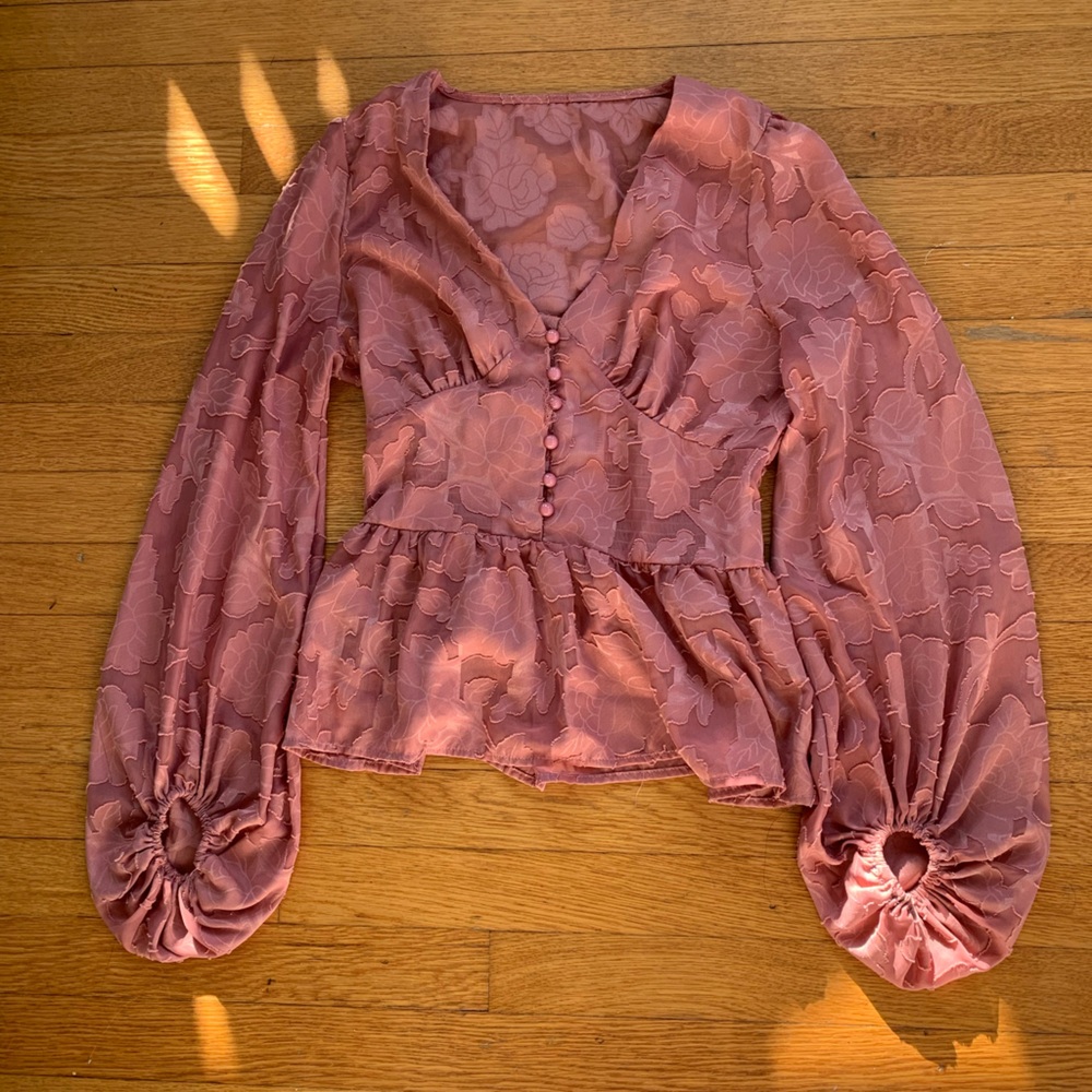 Sheer pink Shein blouse size S